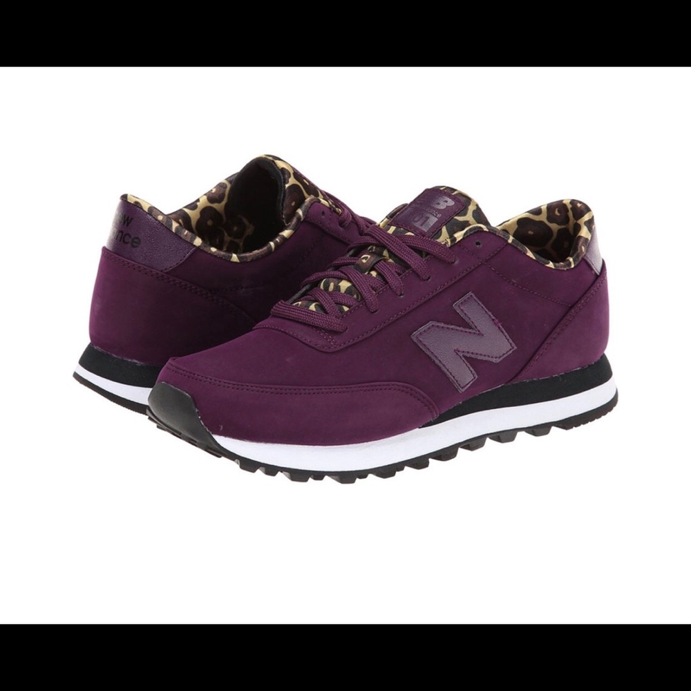 New Balance 501 suede and leopard sneakers
